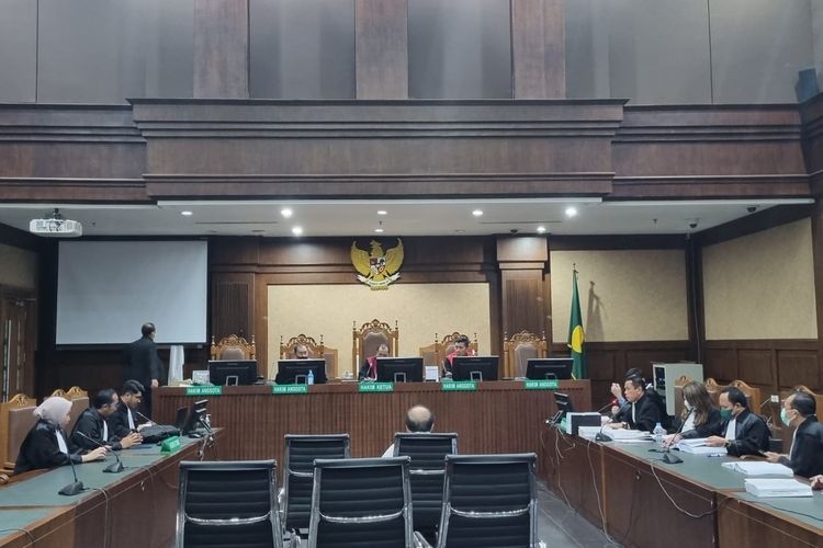 Suasana ruang sidang pleidoi dengan Terdakwa Surya Darmadi di Pengadilan Negeri Tindak Pidana Korupsi di Jakarta Pusat, Rabu (15/2/2023).