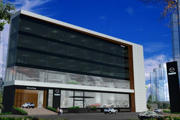 Gambar digital dari Mazda Showroom dan kantor pusat PT EMI, yang akan dibangun di Simprug, Jakarta Selatan.