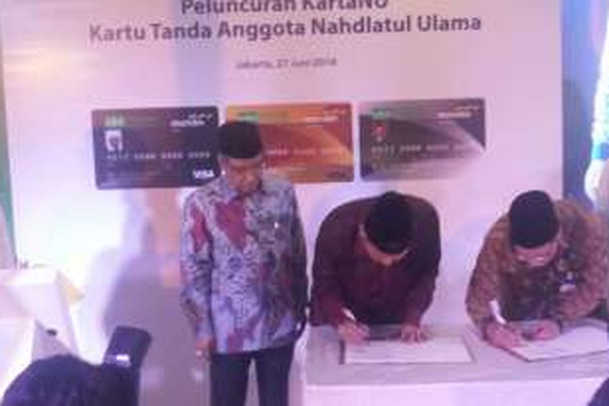 Perjanjian kerjasama antara PBNU dengan Bank Mandiri, Senin (27/6/2016).