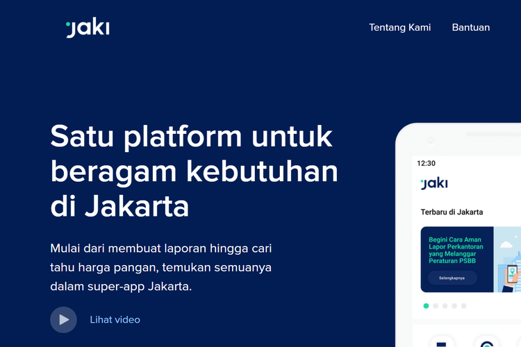 Laman JAKI, yang salah satunya menyediakan layanan pendaftaran vaksin Covid-19 secara online bagi warga DKI Jakarta.