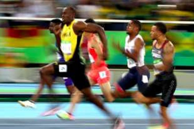 Usain Bolt dalam lomba lari 100 meter di Olimpiade Rio