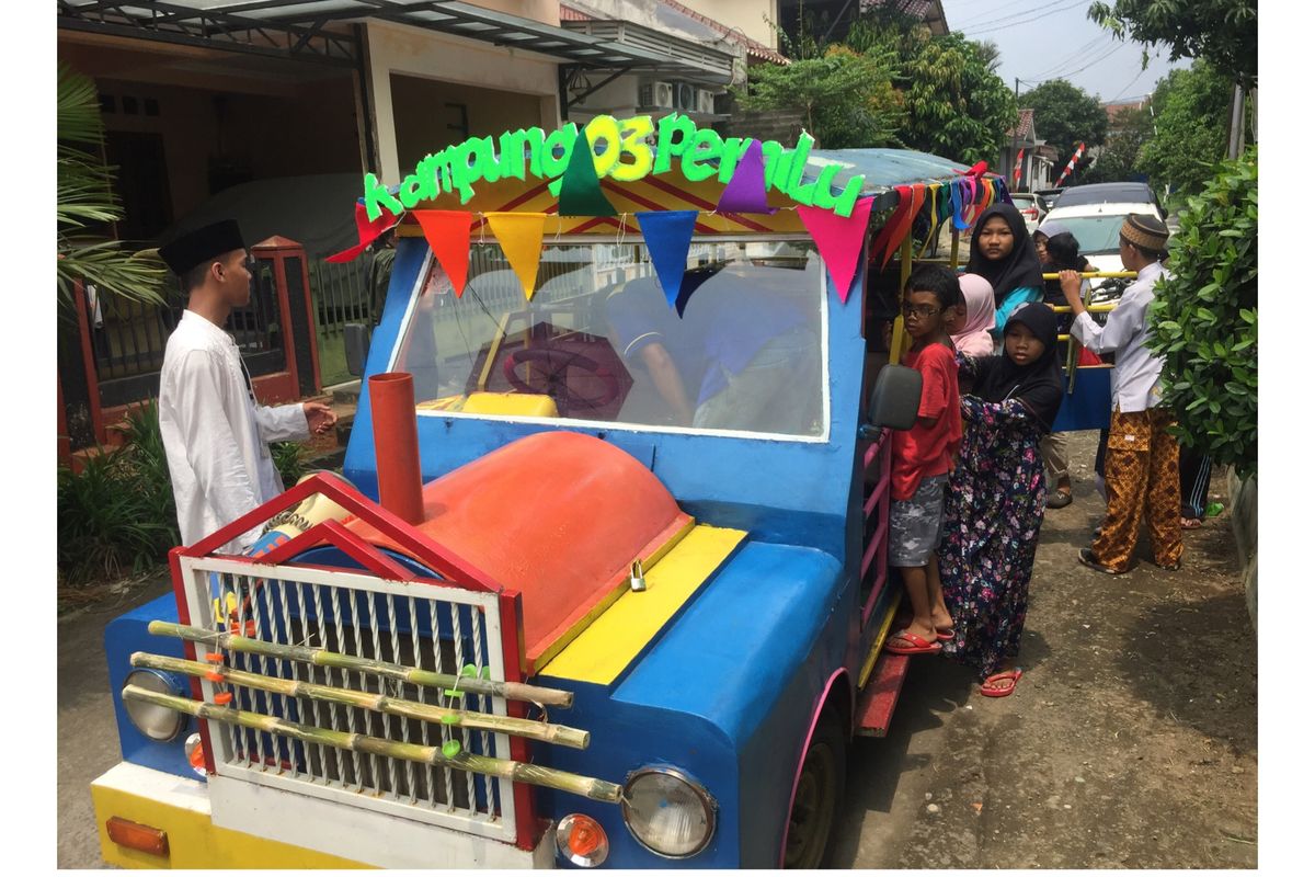 Odong-odong di TPS Pemilu Nusantara, Depok Jaya, Rabu (17/4/2019).