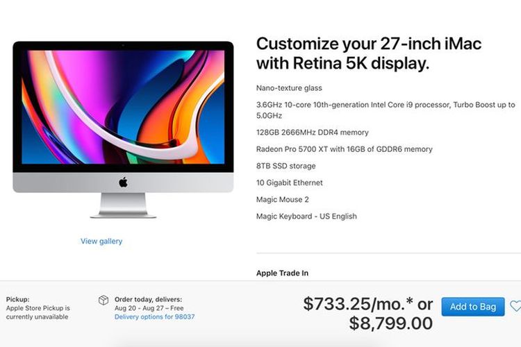 iMac 27 inci (2020) dengan spek maksimal, tembus harga sekitar Rp 130 jutaan.