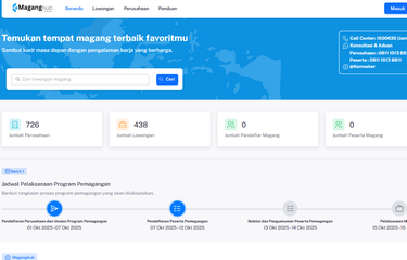 Tangkapan layar laman resmi Magang Kemnaker 2025. Cara daftar Magang Kemnaker. Laman resmi magang hub kemnaker go id.