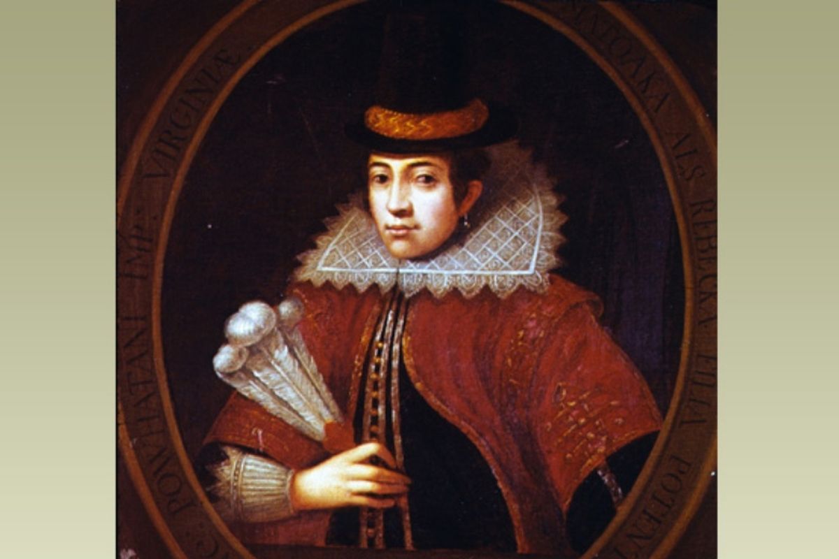 Potret Pocahontas dalam pakaian Eropa ketika berusia 21 tahun. Dia meninggal beberapa bulan kemudian. (BBC)