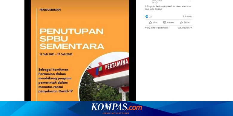 Beredar Informasi Spbu Akan Tutup Sementara 12 17 Juli 2021 Ini Bantahan Pertamina