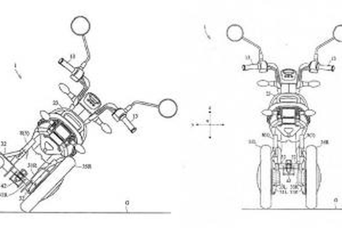 Gambar detail pematenan sepeda motor roda tiga terbaru dari Yamaha.