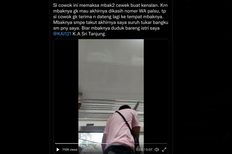 Viral, Video Pria Paksa Berkenalan Penumpang Perempuan di KA, Ini Kata KAI