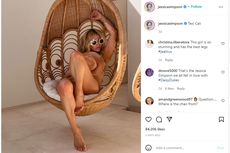 Lihat, Gaya Jessica Simpson Tutupi Bikini Pakai Topi Koboi 