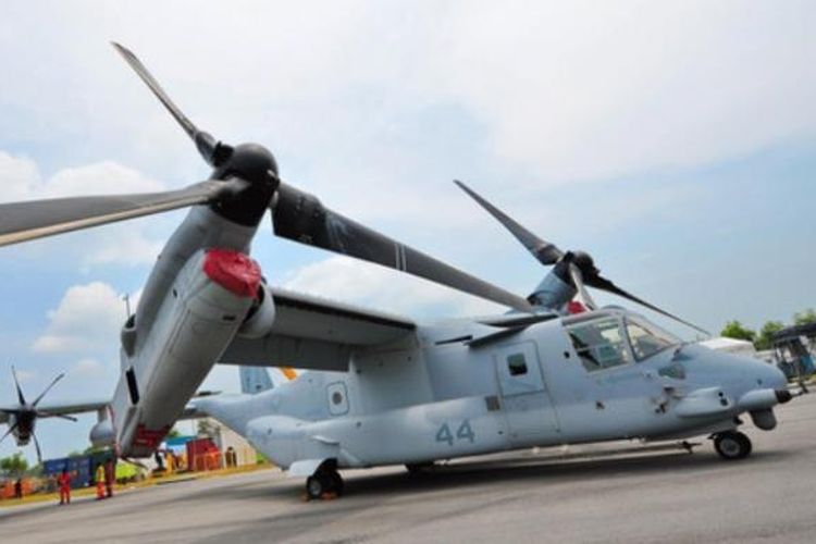 Sebuah pesawat MV-22 Osprey.