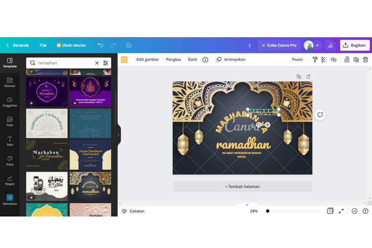 cara membuat kartu ucapan ramadhan di canva