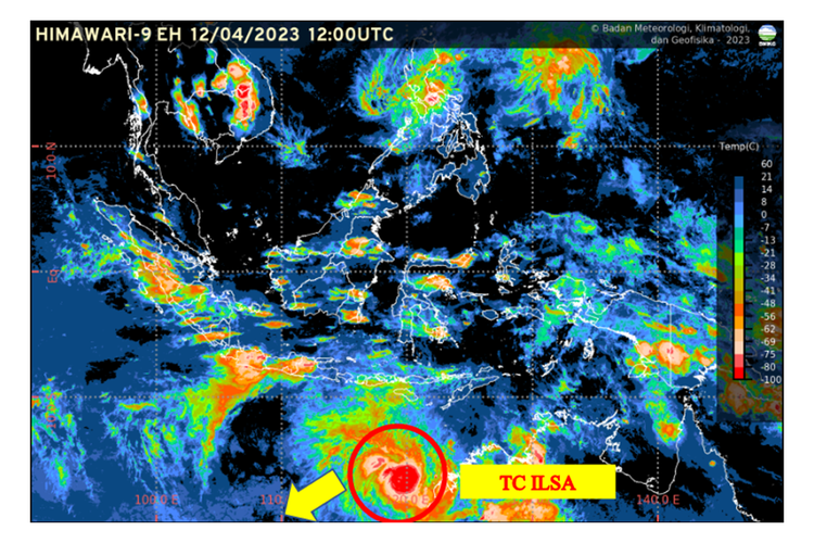 Tangkapan layar siklon tropis ILSA