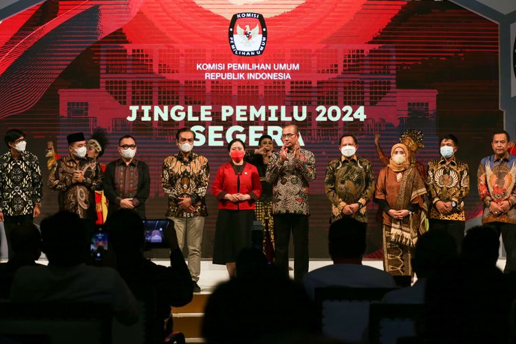 Peluncuran tahapan Pemilu 2024 di Kantor Komisi Pemilihan Umum, Jakarta, Selasa (14/6/2022). Tahun 2024 akan menjadi tahun politik yang sangat ramai. Tidak hanya pemilu, pemilihan kepala daerah serentak juga akan dilakukan di tahun yang sama.