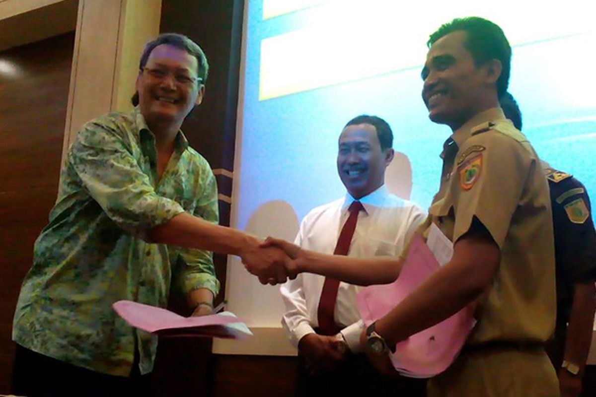 Suasana tanda tangan kerjsama proyek pembangunan gedung Sekda Pemerintah Kabupate Sukoharjo, Senin (10/7/2017).