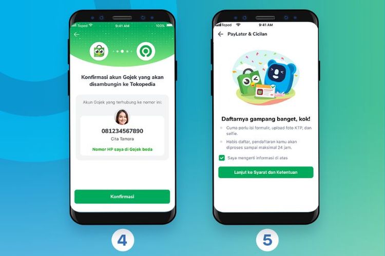 Langkah keempat dan kelima mengaktivasi GoPayLater cicil. 