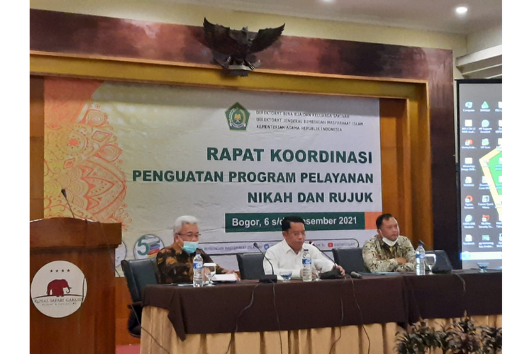 Ditjen Bimas Kemenag menggelar Rakor Penguatan Program Pelayanan Nikah dan Rujuk di Bogor.