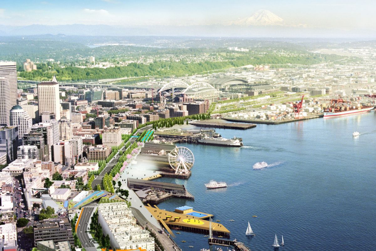 Seattle Waterfront; Alaskan Way Viaduct, Downtown Seattle