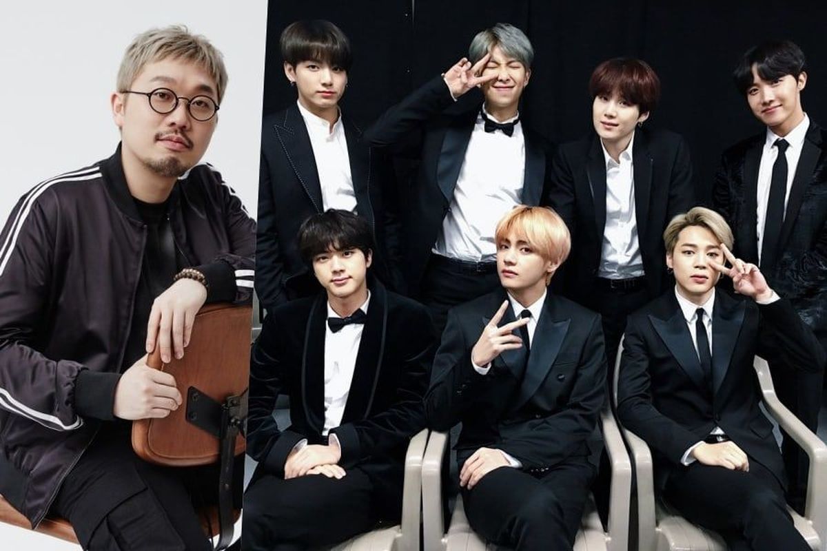 Boyband asal Korea Selatan BTS dan produser dari Big Hit Entertainment Pdogg.