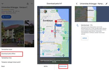 Ilustrasi cara download peta Google Maps di HP.