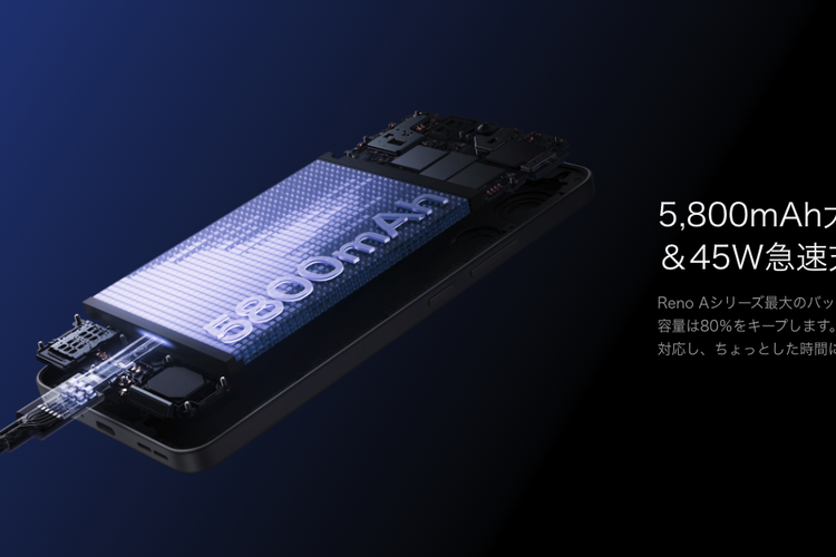 Reno 13A ditopang baterai 5.000mAh dan mendukung pengisian daya cepat 45 watt