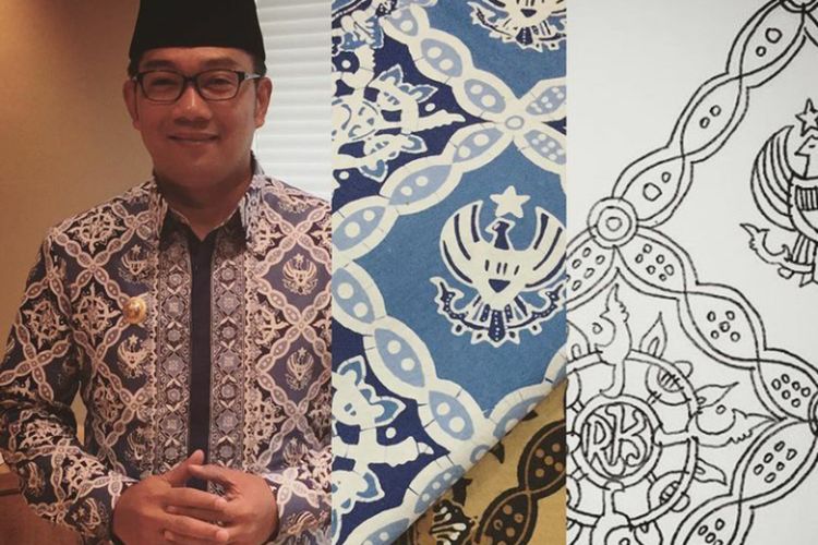 Gubernur Jawa Barat Ridwan Kamil mendesain batik hasil imajinasinya yang diberi nama Batik Garuda Kujang Kencana.