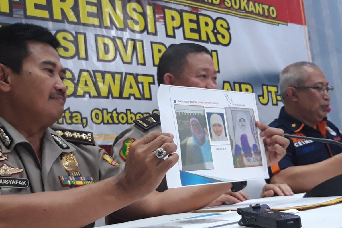 Satu tubuh jenazah korban Lion Air JT 610 berhasil diidentifikasi atas nama Jannatun Cintya Dewi, di RS Polri, Rabu (31/10/2018)