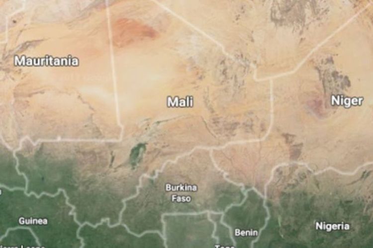 Peta negara Mali di Afrika Barat