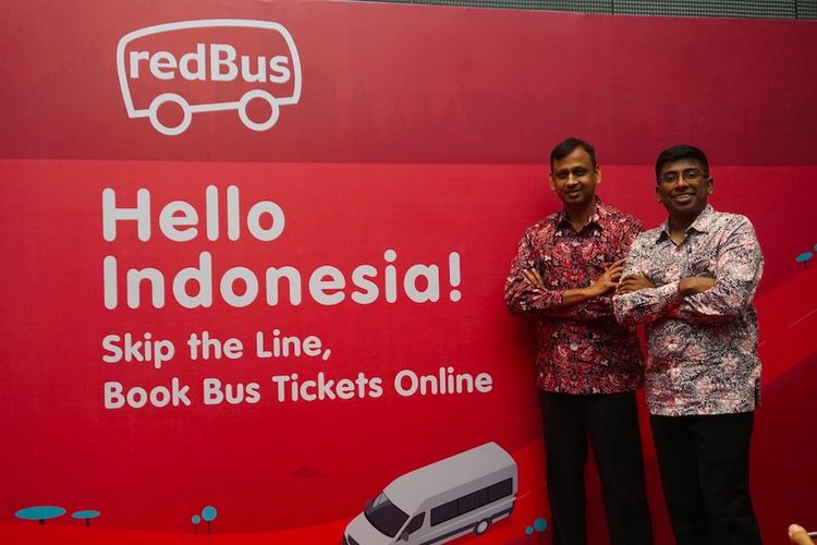Kiri-kanan: Prakash Sangam - CEO redBus dan Danan Christadoss - Country Head redBus Indonesia pada Peluncuran Aplikasi redBus, Senin (3/12/2018).
