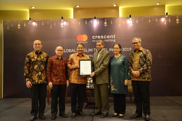 Publikasi Indonesia dinobatkan sebagai destinasi halal nomor satu versi Global Muslim Travel Index (GMTI) 2019 diPullman Hotel, Jakarta, Selasa (9/4/2019).