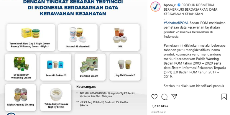 Bpom Ri Rilis Daftar Kosmetik Yang Mengandung Merkuri Halaman All Kompas Com