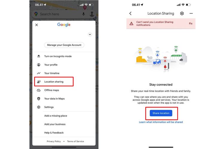 Ilustrasi cara melacak lokasi orang dengan nomor HP lewat fitur Location Sharing Google Maps.