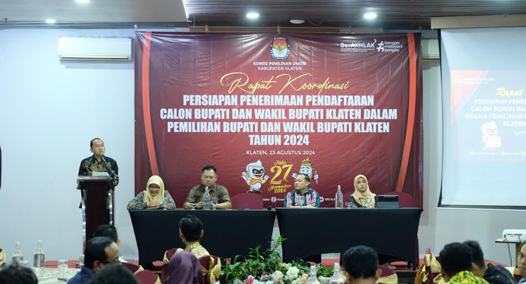 Jelang Pendaftaran Pilkada 2024, KPU Klaten Rakor Bersama Parpol 