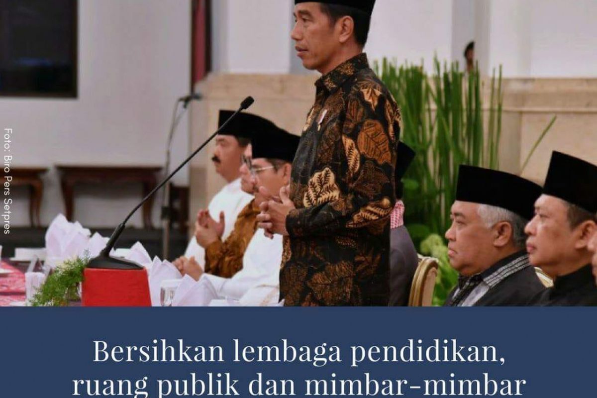 Presiden Joko Widodo meminta agar lembaga pendidikan dari TK hingga perguruan tinggi bersih dari ajaran ideologi sesat terorisme.