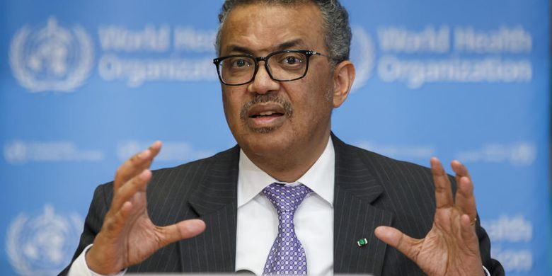 Tedros Adhanom Ghebreyesus, Direktur Jenderal Organisasi Kesehatan Dunia (WHO) menyatakan bahwa Covid-19 sebagai pandemi global  EPA-EFE/SALVATORE DI NOLFI