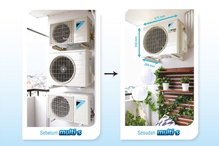 AC Daikin Multi-S lebih hemat ruang dibandingkan AC konvensional. 