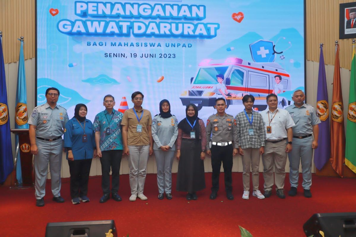  Jasa Raharja menggelar Pelatihan Penanganan Gawat  Darurat (PPGD) bagi mahasiswa Universitas Padjadjaran (Unpad) di Jatinangor, Sumedang, Jawa Barat, pada Senin (19/06/2023).
