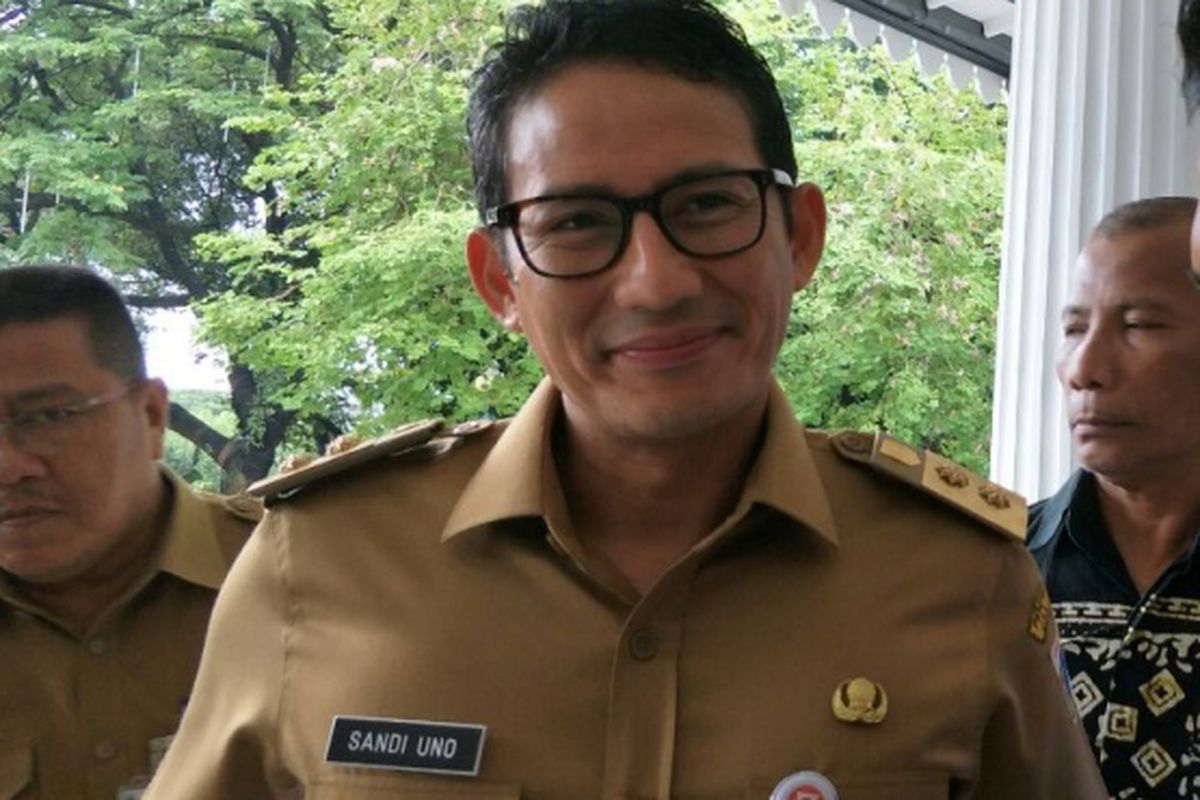 Wakil Gubernur DKI Jakarta Sandiaga Uno di Balai Kota DKI Jakarta, Senin (26/2/2018). 