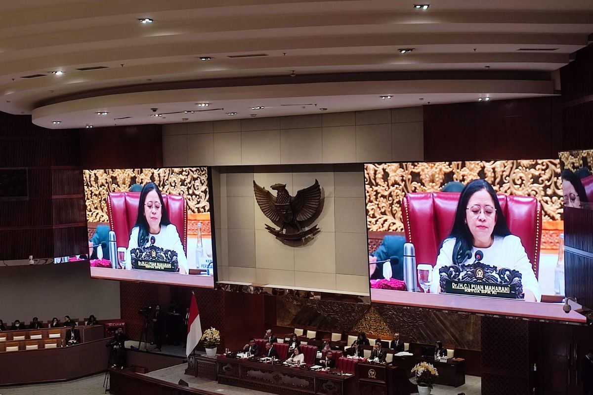Suasana Rapat Paripurna DPR RI ke 6 Masa Persidangan I Tahun 2023-2024 di Kompleks Parlemen, Senayan, Jakarta, Kamis (21/9/2023). 