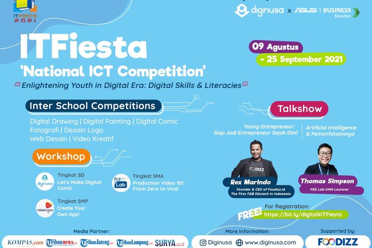 Diginusa dan Asus Indonesia mengadakan kompetisi IT Nasional bertajuk ITFiesta untuk sekolah jenjang SD hingga SMA/K.

