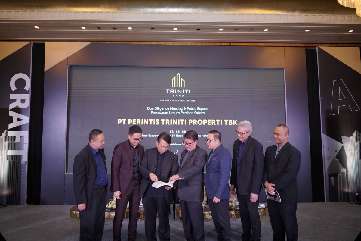 Johanes L. Andayaprana (PT Direktur Perintis Triniti Properti Tbk.), Bong Chandra (Direktur PT Perintis Triniti Properti Tbk.), Ishak Chandra (Direktur Utama PT Perintis Triniti Properti Tbk.), Matius Jusuf (Komisaris PT Perintis Triniti Properti Tbk.), Septian Starlin (Komisaris Utama PT Perintis Triniti Properti Tbk), Stanley Setiadi (Direktur PT Perintis Properti Tbk.), Mukti Wibowo (Director of Investment Banking Mirae Asset Sekuritas) mengumumkan rencana Initial Public Offering (IPO) dalam acara Public Expose dan Due Diligence Meeting yang diselenggarakan di Hotel Four Season Jakarta, Jumat (13/12).

 