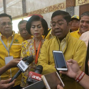 Sekjen Golkar Idrus Marham di lokasi Munaslub di JCC, Senayan, Jakarta