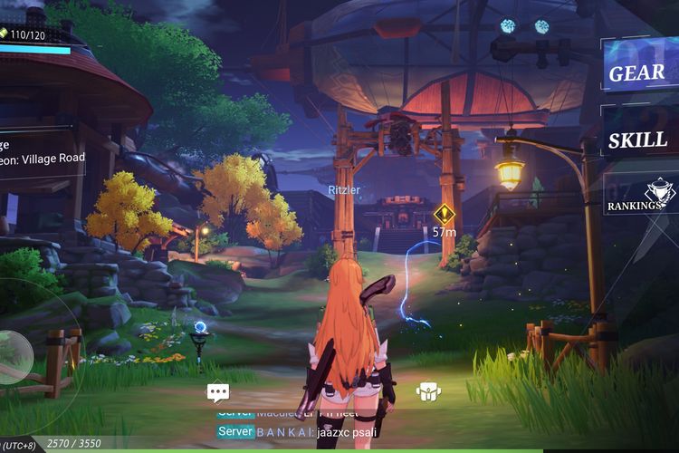 Tampilan gameplay Crystal of Atlan dalam mode eksplorasi.