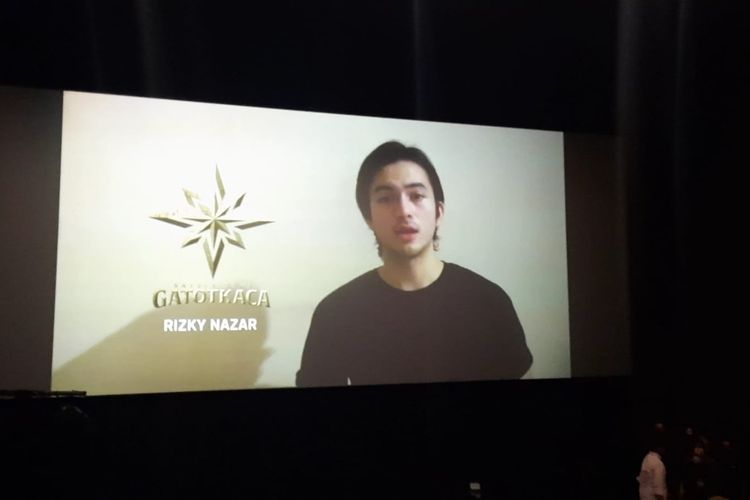 Video permintaan maaf aktor Rizky Nazar karena terjerat kasus narkoba ditampilkan dalam  jumpa pers peluncuran teaser trailer dan pengumuman jadwal rilis film Satria Dewa: Gatotkaca di CGV Pacific Place, Jakarta Selatan, Selasa (22/2/2022).