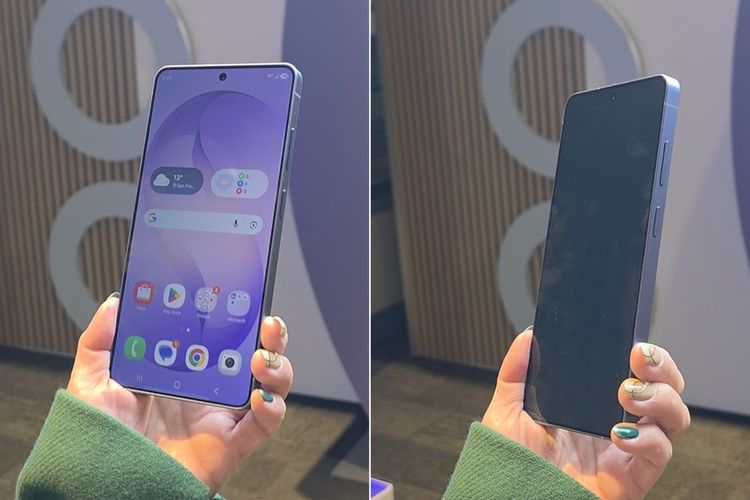 Perbandingan layar Samsung Galaxy S26 Ultra yang bisa dilihat (kiri) dan tidak bisa dilihat dari samping (kanan) berkat fitur Privacy Display