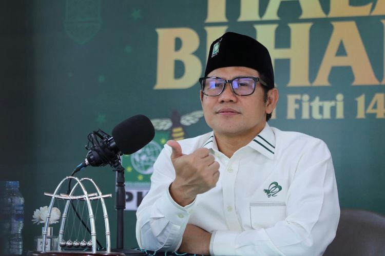 Ketua Umum Partai Kebangkitan Bangsa (PKB) Muhaimin Iskandar saat menghadiri halal bihalal pengurus dan kader PKB se-Bali, NTT, dan NTB, Senin (24/5/2021).