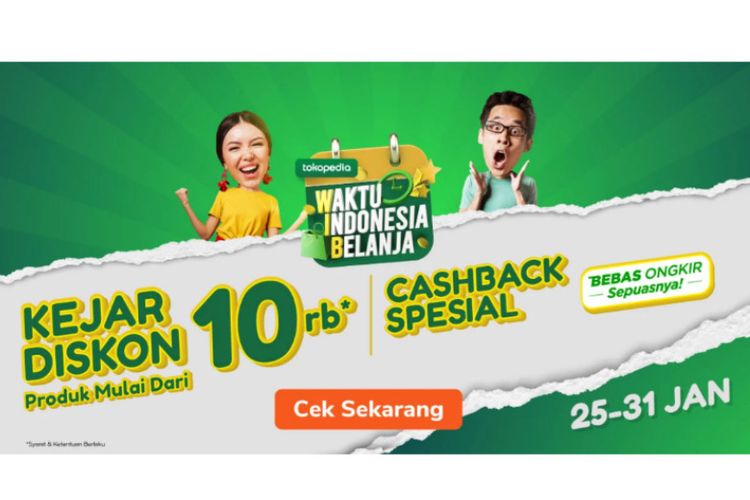  Promo Kejar Diskon spesial Waktu Indonesia Belanja (WIB) Tokopedia.