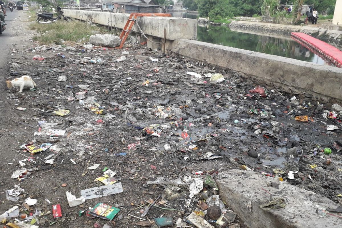 Lokasi tumpukan sampah di RW 009 Cilincing yang tampak baru dibersihkan, Jumat (22/6/2018).
