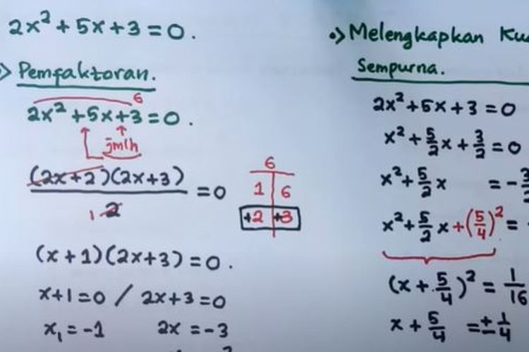 Contoh soal persamaan kuadrat brainly