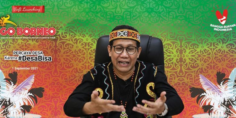 Menteri Desa, Pembangunan Daerah Tertinggal dan Transmigrasi (Mendesa PDTT) Abdul Halim Iskandar meluncurkan Gerakan Nasional Bangga Buatan Indonesia (Gernas BBI) Kalimantan Timur yang mengusung tema GO BORNEO secara virtual, Rabu (1/9/2021).
