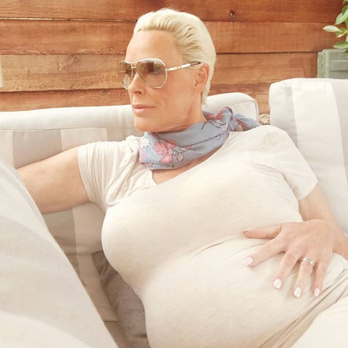 Brigitte Nielsen during her pregnancy at age 54 in 2018